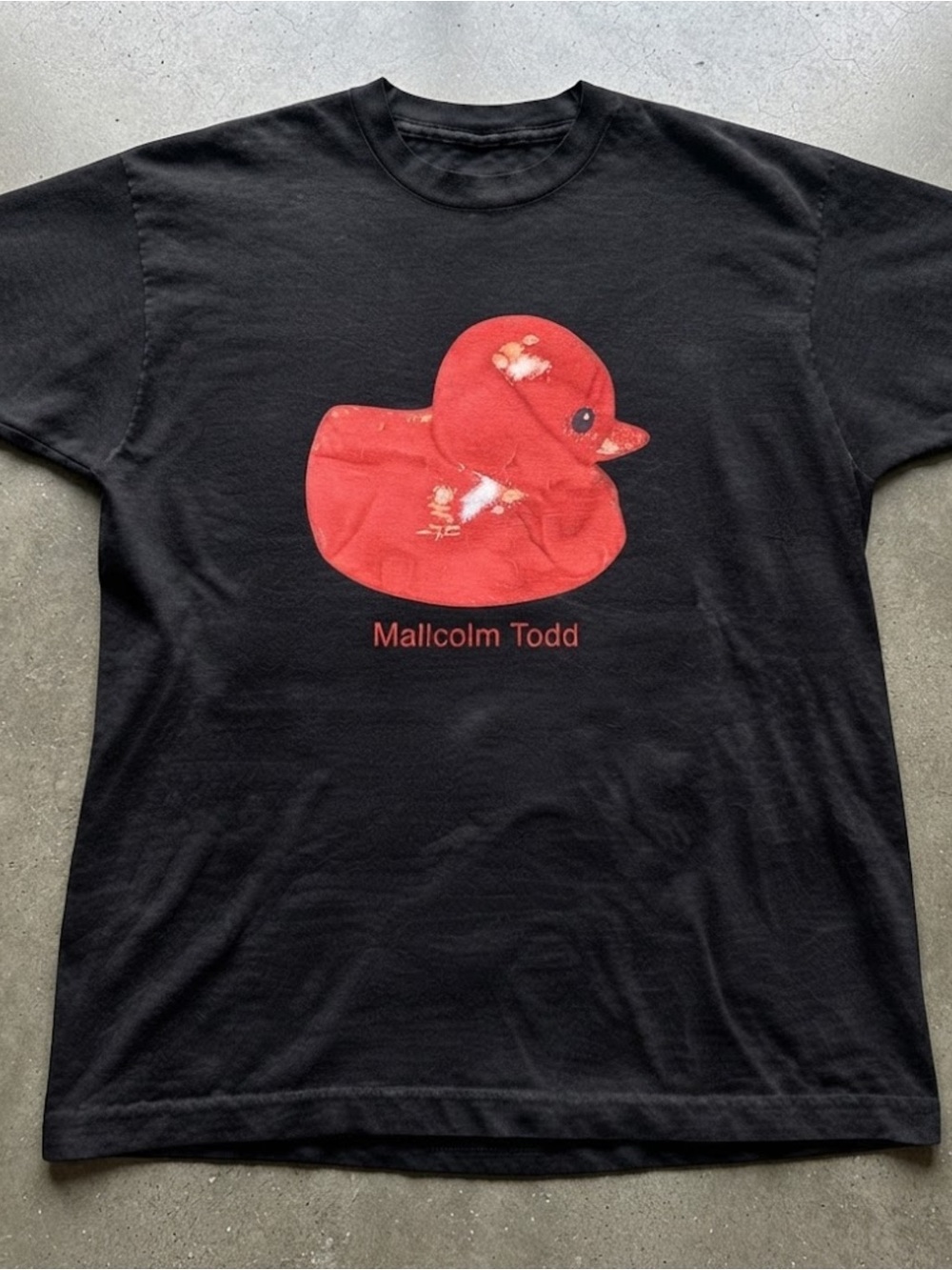 Red Rubber Duck Graphic Print Black Cotton Gildan T-Shirt